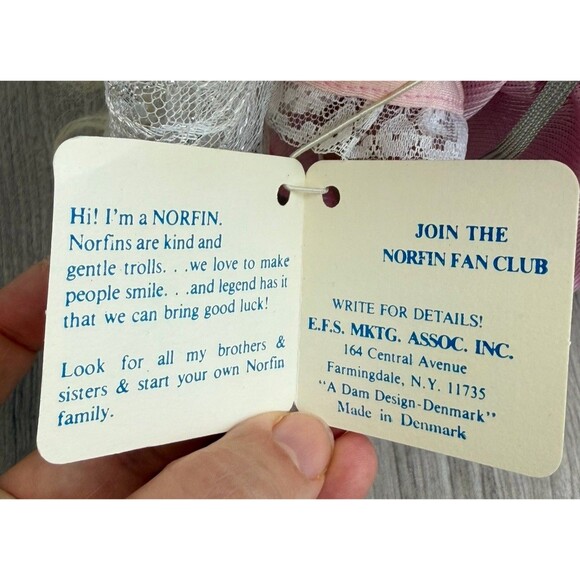 VTG  1985 Norfin Dam Pink Princess Troll Doll Denmark 9” Lady Gwen Tag - Picture 7 of 12